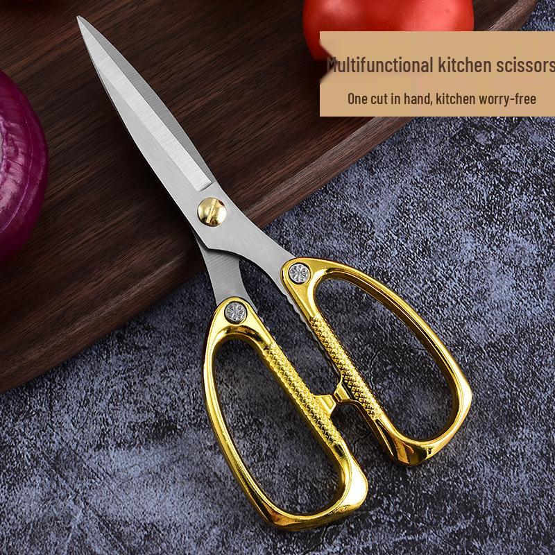 K82 Multifunctional Stainless Steel Scissors - Handmade, Metal Handle, Ideal for Chicken Bones, Tailoring, and Office Use