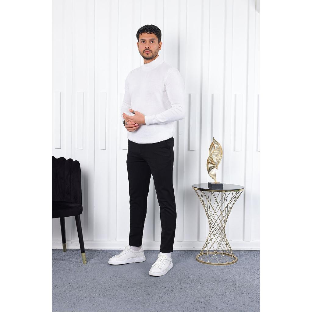 Seasonal Black Slim Fit Lycra Fabric Trousers