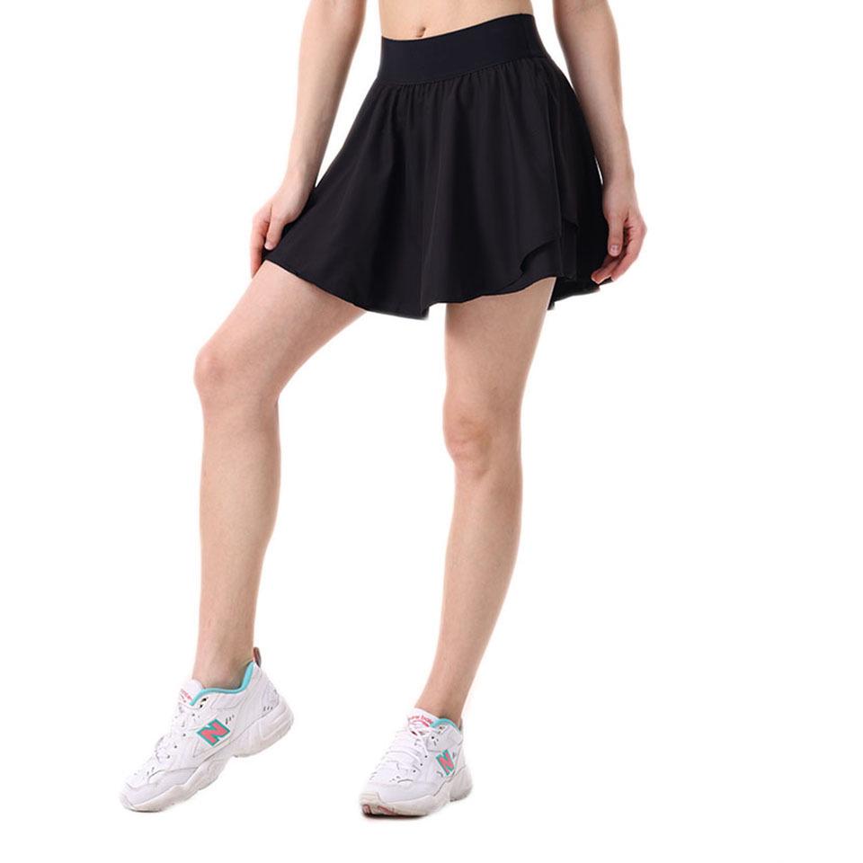 Women's High-Waisted Skirted Yoga Shorts - Double Layer, Anti-Exposure, Casual Sportwear.