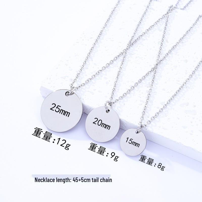 Stainless Steel Round Pendant Necklace - Blank, Engraveable, Ideal for Gifts