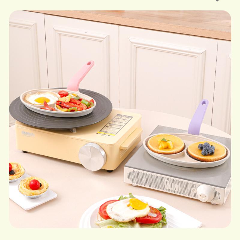 2-hole Omelet Pan Frying Pot Thickened Non-stick Egg Pancake Steak Cooking Pan Hamburg bread Breakfast Maker Induction cooker