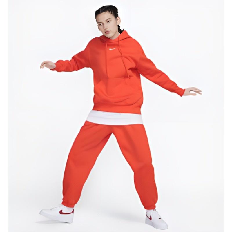 Nike Ensfarvet Logo Print Snøring Hettegenser Dame Topper Rød DQ5861-633