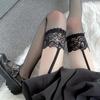 Women Lace Garter Belt And Stockings Set Jacquard Suspenders Panty Satin Bow Mini Skirt Hosiery Mesh Lingerie Pantyhose