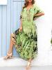 Kvinner Oversized Maxi Dress Tie Die trykt V-hals Beach Robe Cover Ups