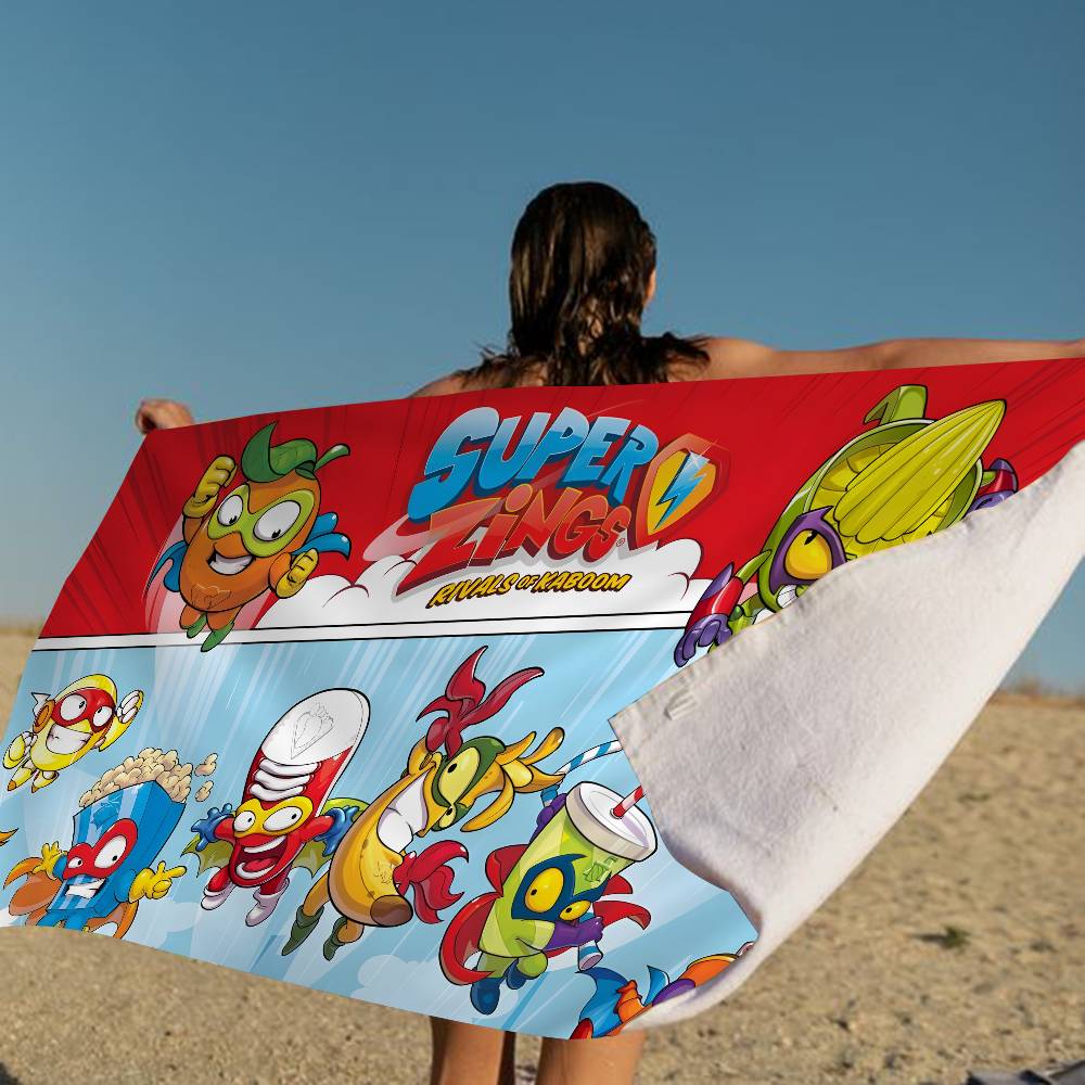 

Cute Cartoon Super Zings Microfiber Blanket Quick Drying Beach Towels Oversized Printing Super Absorbent Pool Towel Blanket W30*H60(CM)