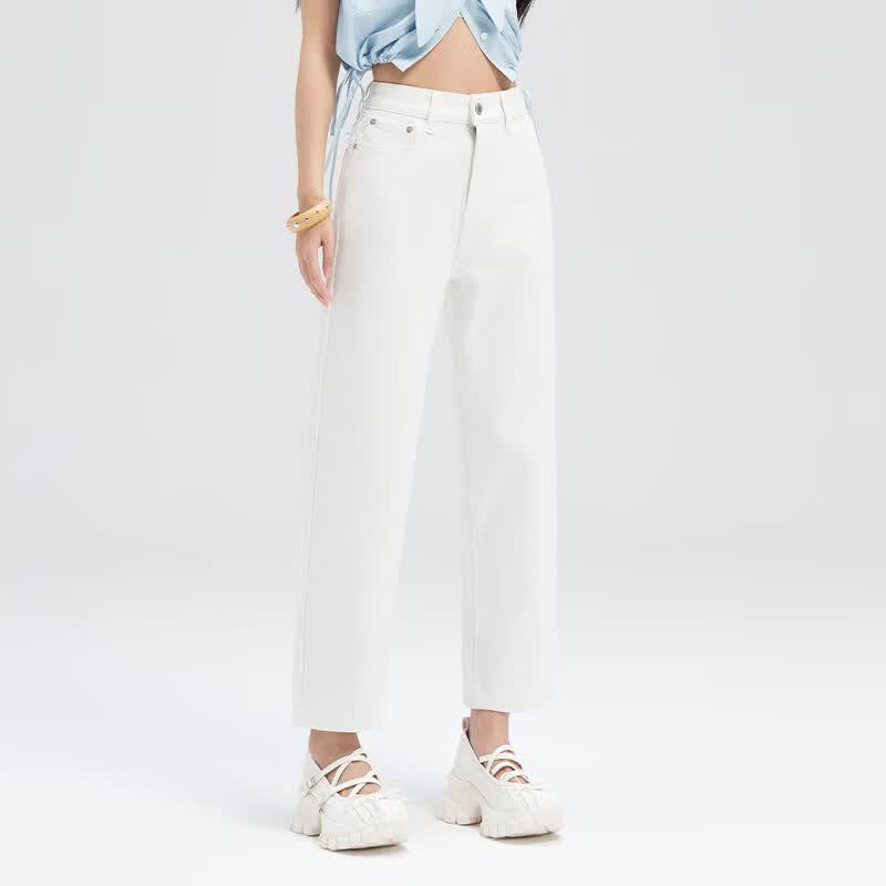 Women s Lycra Stretch High-Waist Straight Cropped Jeans 27