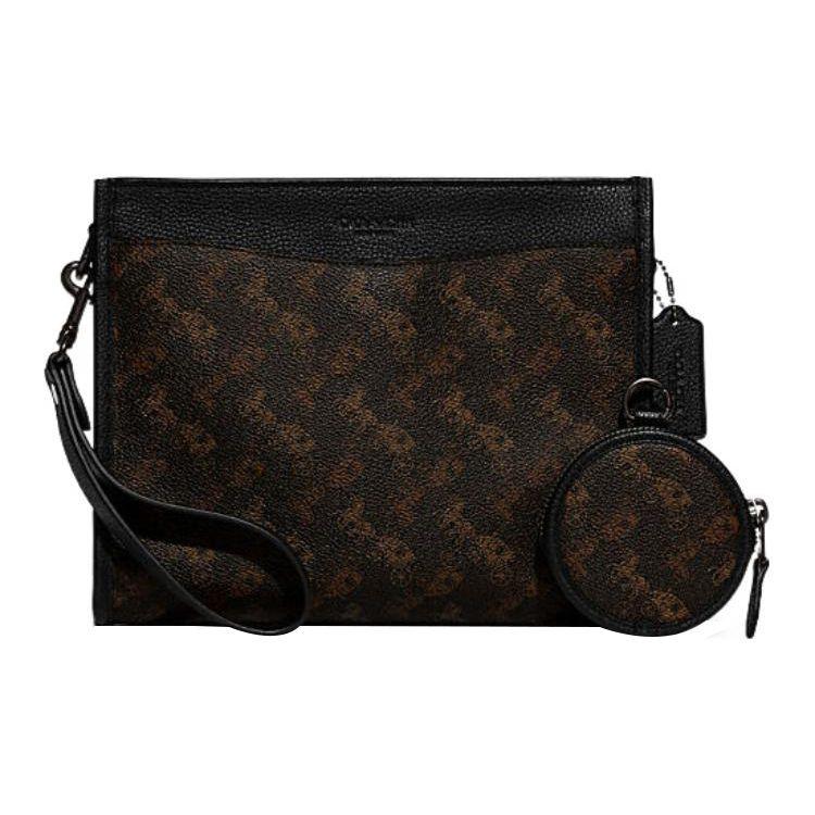 Coach Men's Dark/Brown Hitch Series 25 Horse And Carriage Pattern Printed Zipper Closure External Magnetic Buckle Bag Crossbody Bag - Cc087-A7u