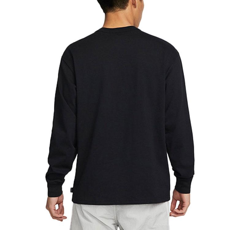 Nike Odzież sportowa Premium Essentials Jednolita koszulka z długim rękawem i okrągłym dekoltem Męskie Góry Czarne DO7391-010
