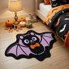 Cute Purple Bat Shaped Rug Halloween Soft Fluffy Non Slip Irregular Floor Mat Cartoon Bedroom Decor Carpet