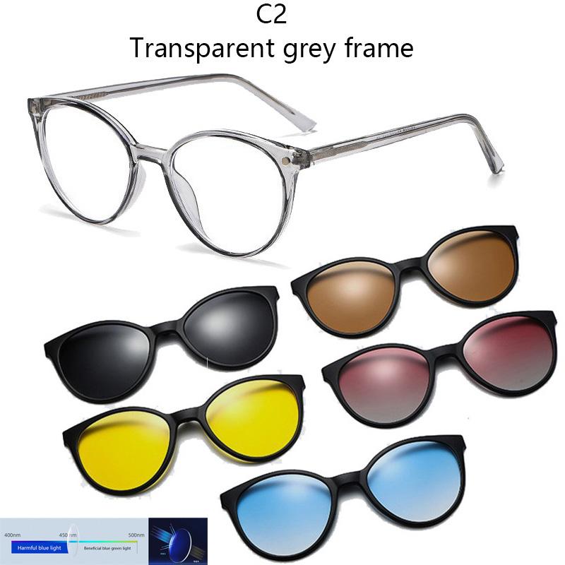 

Multi-functional Prescription Glasses Myopia -0.5 To -6.0 Cat s Eye Frame Magnetic Clip Blue Light Blocking Shortsighted 0