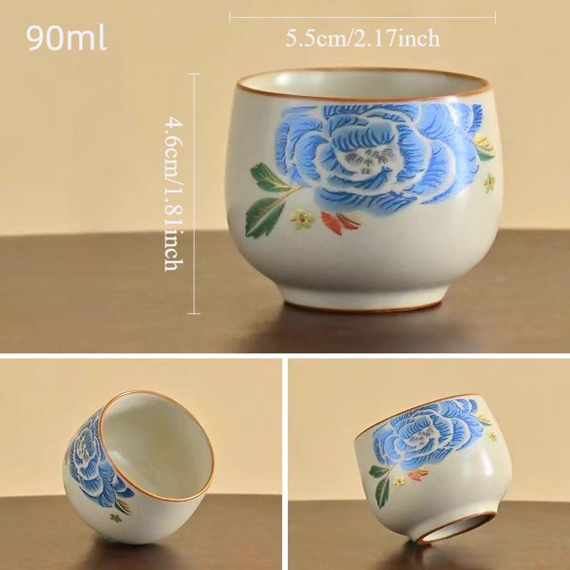 

Chaozhou Embroidered Peony Teapot Chinese High-end Kung Fu Tea Set Household Lid Bowl Master s Tea Cup Tea Pot Underglaze Color