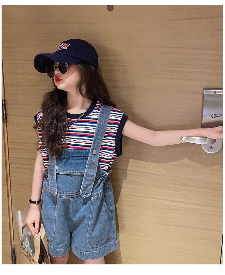 Girls' Trendy Summer Denim Overalls - Korean Style Thin Casual Shorts