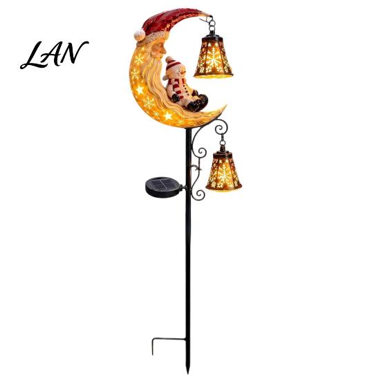 Waterproof Metal Yard Decorations Solar Christmas Garden Stake Light, 31.5 Inch Santa Snowman LED Pathway Lights, Outdoor Stakes Landscape Lighting