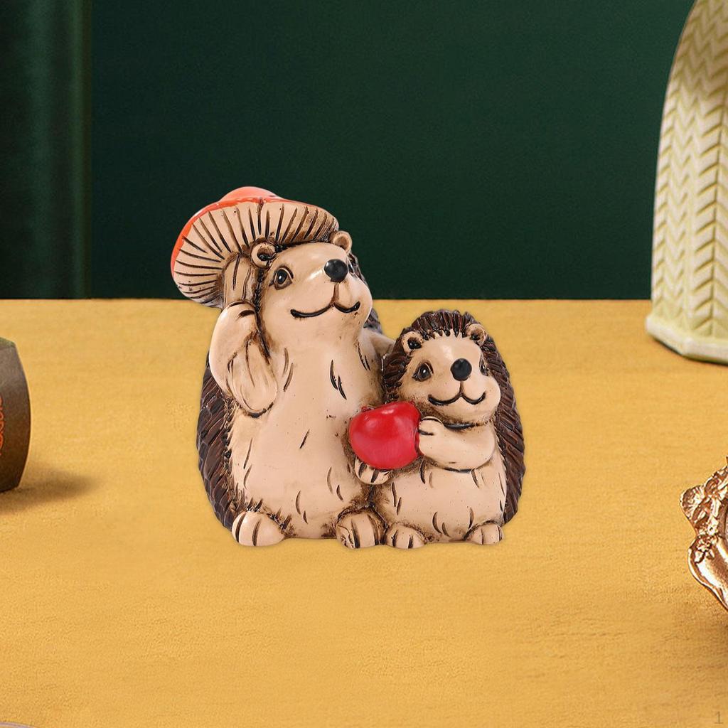Hedgehog Figurine Animal Sculpture Small Creative Desktop Ornament Garden Accessories for Fireplace