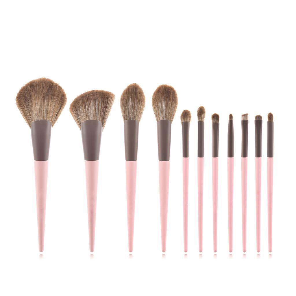 11pieces Pink Makeup Brush Set Essential Cosmetic Tools High Quality Synthetic Hair Foundation Powder Eye Cosmetic Brushes