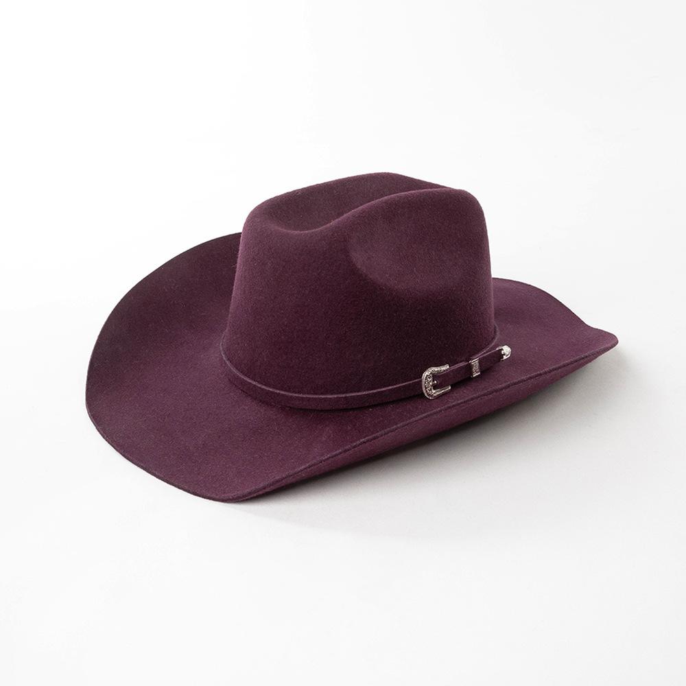 Country Musik 100% Wolle Quadratische Krempe Westliche Cowboyhüte Halloween Kostümwettbewerb Fedora Breite Lederinnenseite Filzhut