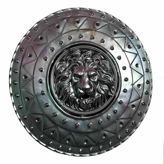

Medieval Iron Knight Shield – Lion Emblem, Templar Viking Legion Design,