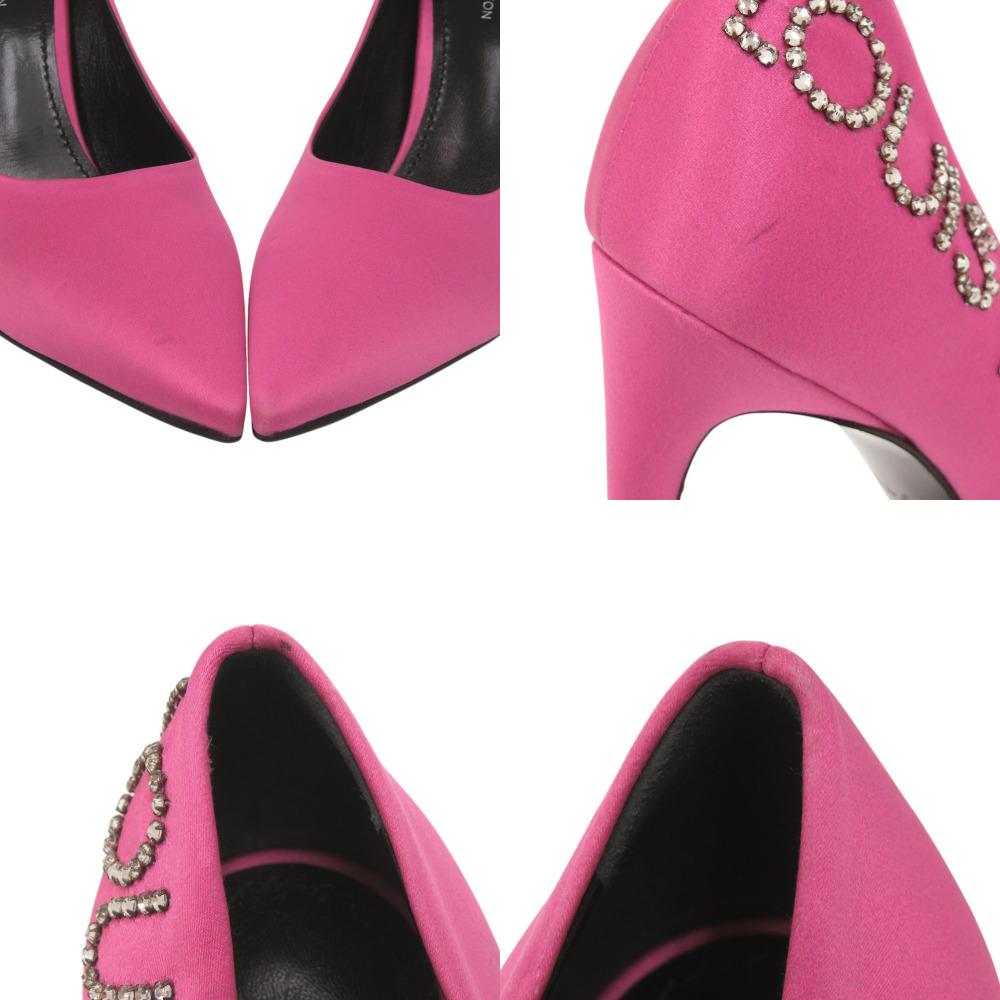 Gebrauchte AUTHENTISCHE LOUIS VUITTON callback Linie Pumps Rosa Satin/Strasssteine