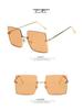 Metal Cut-Edge Semi-Rimless Oversized Square Sunglasses - 2021 Retro Style for Women's Round Faces, Celebrity-Favored.