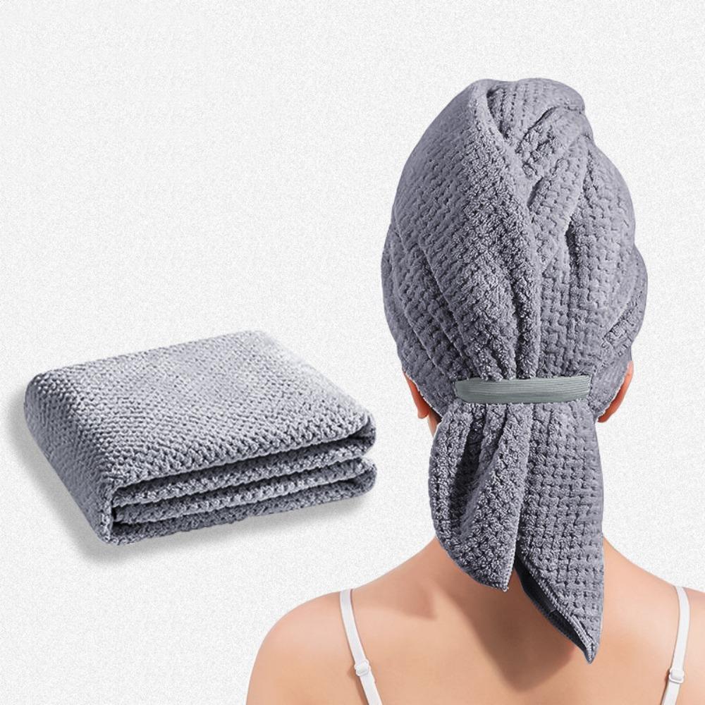 

Water Absorbent Hair Towel Wrap Large Quick Drying Turban New Dry Hair Cap Bath сірий