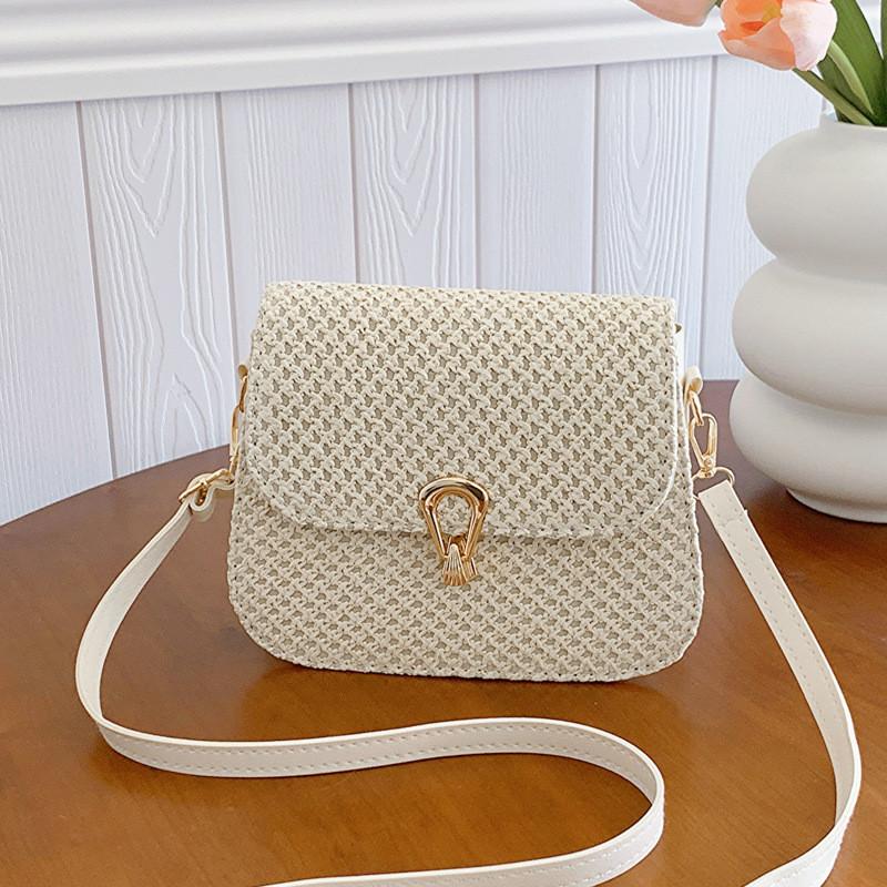 Chic Minimalist Small Sling Bag 2024 New Spring Straw Bag Korean Shoulder Crossbody