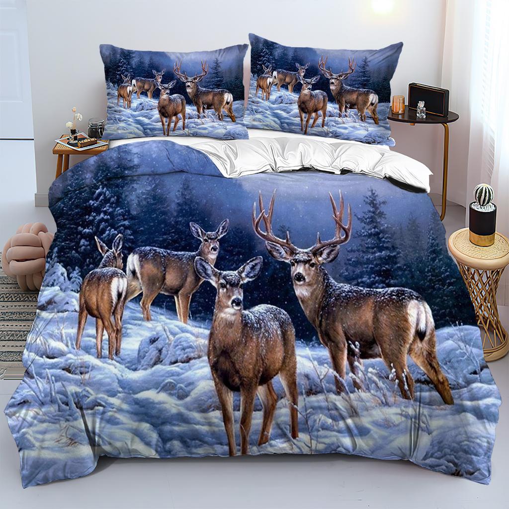 Deers 3D Cartoon Printed Bedding Linen Set Elegant Luxury Home Textiles Duvet Cover set Soft Comfortable Quilt Cover Pillowcases