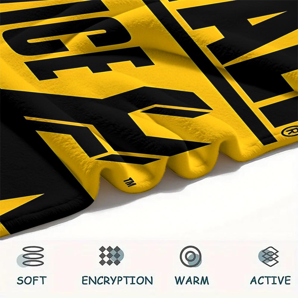 1 szt. Koc flanelowy z nadrukiem Dewalt, Wysokiej jakości, Na wszystkie pory roku, Wystrój domu, Ciepło i komfort, Idealny na prezenty świąteczne