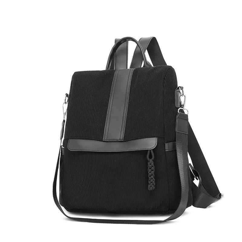 

Вельветовый рюкзак женский однотонный рюкзак студенческий школьный чёрный