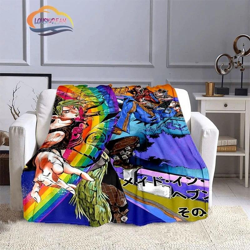 Karikatura JoJo's Bizarre Adventure Stone Ocean Deka Měkký fleece Throw Lehká All Seasons Teplá pro gaučovou přikrývku
