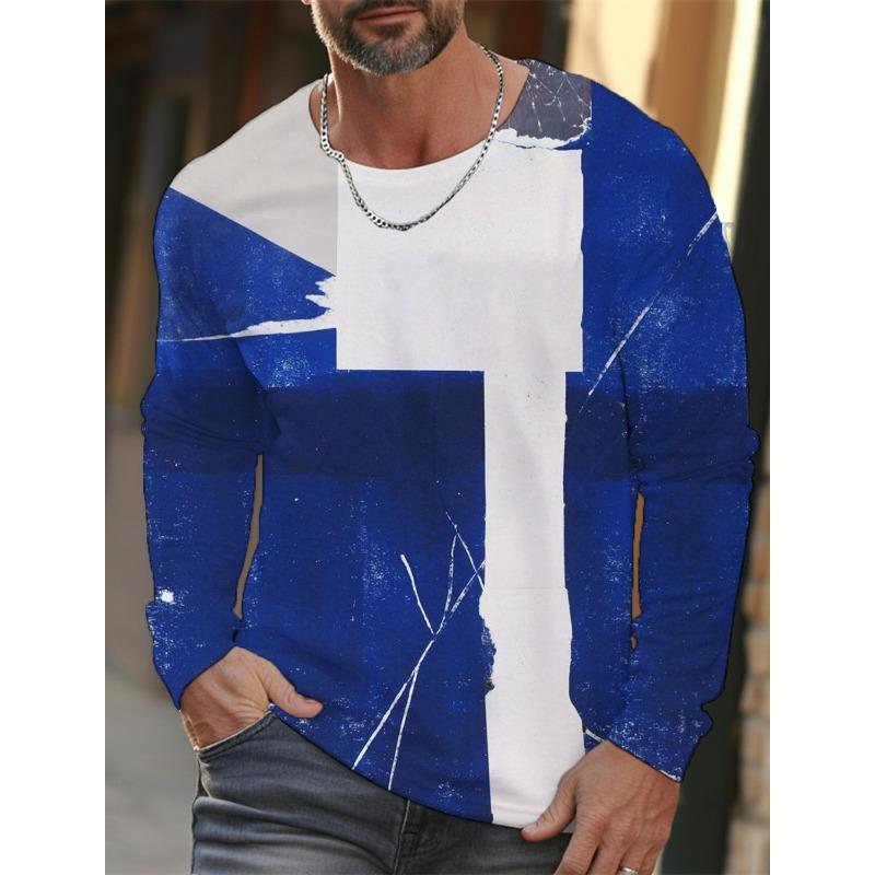 Einfaches Herren Sport Quick-Drying Langarm-T-Shirt 3D-Druck Hohe Auflösung Neues Sport Herren Herbst Lässige Rundhals-Oberteile
