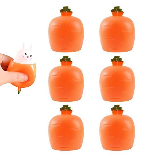 1/3/6/12Pcs Pop-Up Bunny Carrot Squeeze Toy Anxiety Relief Popping Rabbit Cheese Fidget Toy Slow Rising Relaxation Stress Ball Easter Basket Fillers