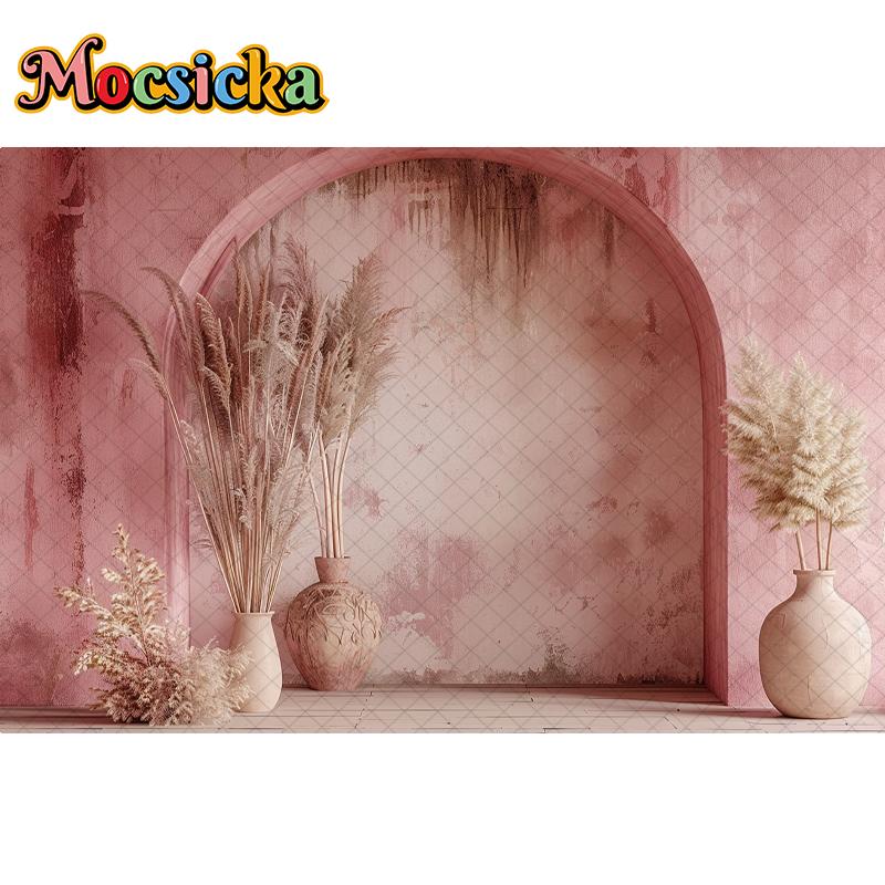 Mocsicka Photography Background Wedding Maternity Adult Kids Art Portrait Decor Vintage Bohe Red Arch Wall Backdrop Photo Studio