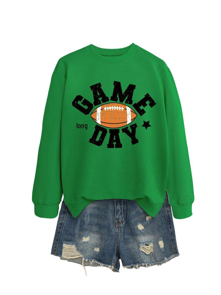 Colorful Football Letter Crewneck Sweatshirt - Game Day Long Sleeve Casual Wear