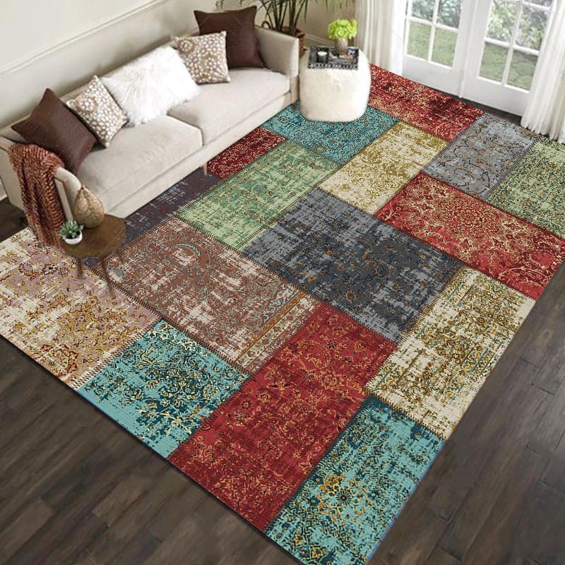 Green Retro American Living Room Floor Mat High Touch Flowers Balcony Dining Room Bedroom Bed Full Of Carpeted Home Decor