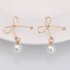 Simulated Pearl Women Dangle Earrings Korean Elegant Crystal Wedding Jewelry Party Gifts Boucles D'oreilles