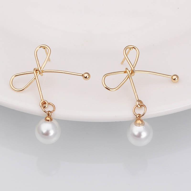 Simulated Pearl Women Dangle Earrings Korean Elegant Crystal Wedding Jewelry Party Gifts Boucles D'oreilles