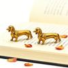 Pack of 2 Solid Brasses Gold Dachshund Miniature Figurine Decoration Animal Sculpture For Home Office Desktop Decors Gift