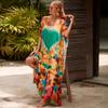 Rayon Printed Beach Robe: Loose Plus Size Long Dress Cover-up for Women