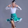 Girls' Exam Grade Latin Dance Costume Set - Long Sleeve Jumpsuit with Skirt for Autumn Practice