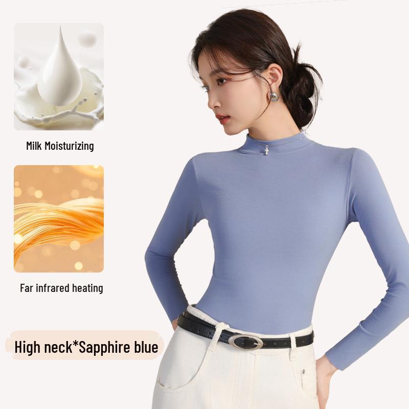 Women's Autumn & Winter Seamless Slim Fit Base Layer: Medium High Neck Warm Top