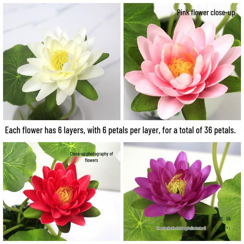 Artificial Silk Lotus Flower Ornament for Buddha Altar - Decorative Bonsai Guanyin Flower