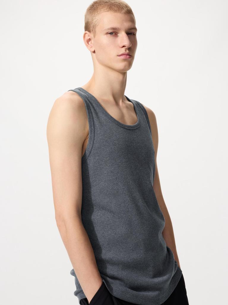 Uniqlo Japan Dry Collar Ribbed Tank Top