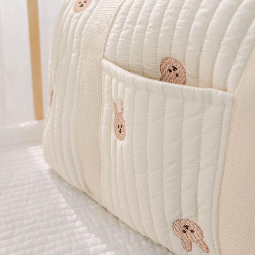 Foldable Embroidered Travel Bag Multi Functional Handheld Duffle Bag Fashion Cute Mommy Bag  Trip