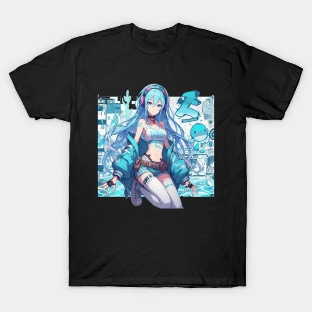 Aqua Waifu Girl Tee KonoSuba Anime Waifu Black TShirt V3 S
