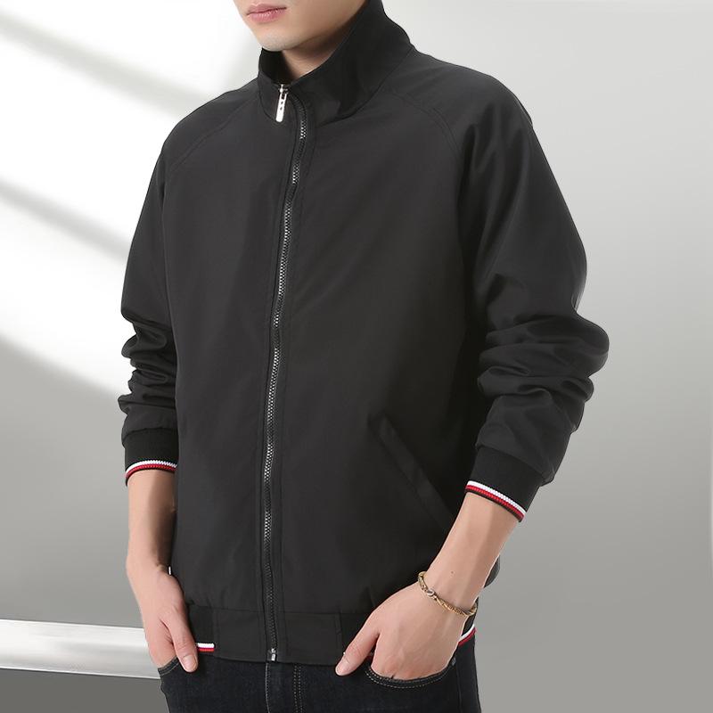 Men's Plus Size Raglan Sleeve Baseball Jacket - Stand Collar, Velvet Lined for Spring, Autumn, and Winter. Casual Business Style Outerwear.