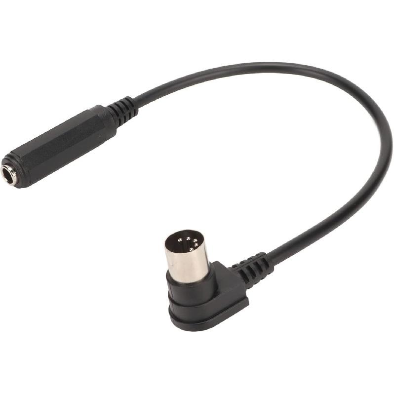 MIDI Cable, 6.35mm 1/4 Inch Female to DIN 5 Male Sound Adapter, 90 Degree Right Angle TRS Stereo Audio Cable for Keyboard, Electric Piano, Guitar