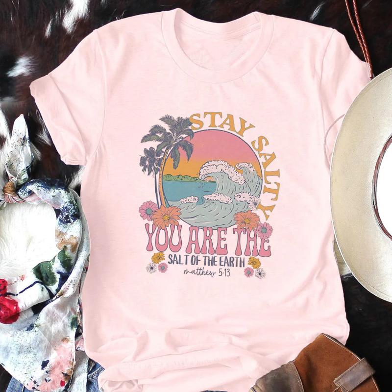 Dam Biblisk Vers T-shirt Vintage Estetik Jesus Tro Grafiska T-shirts Kortärmad Kristna T-shirt Retro Inspirerande Toppar