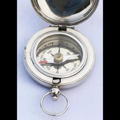 Vintage Push Button Pocket Compass Gift W/ Necklace Antique Compass Pendant Collectible Gift