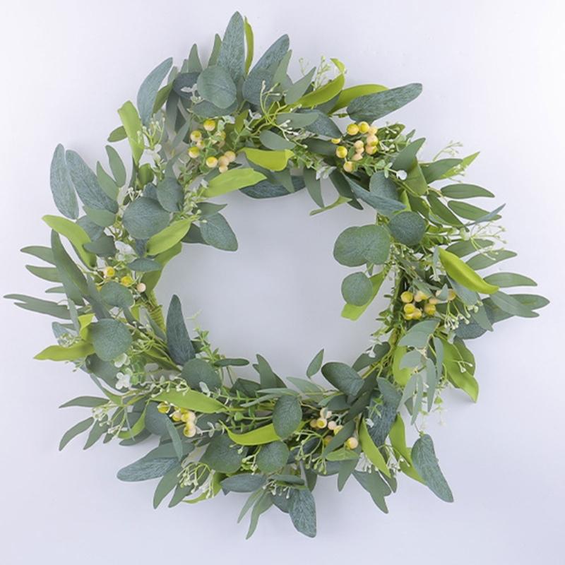 Fashion Artificial Garlands Green Portable Stylish Wreath with Berries Accent for Door and Wall Festival Decoration