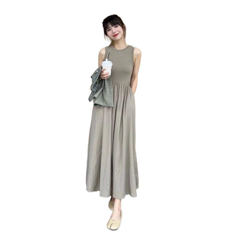 Tea-Toned Summer Chic: Salt-Style Denim Jacket & Dress Set - Trendy, Youthful, and Elegant.